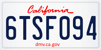 CA license plate 6TSF094