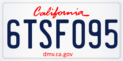 CA license plate 6TSF095