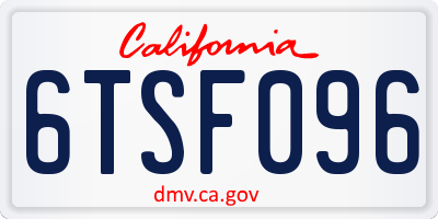 CA license plate 6TSF096
