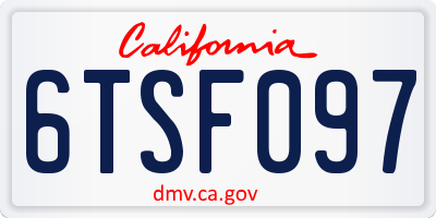 CA license plate 6TSF097