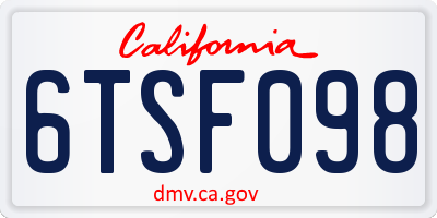 CA license plate 6TSF098