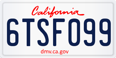 CA license plate 6TSF099