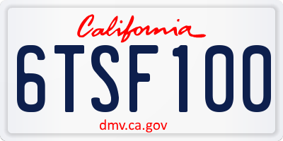 CA license plate 6TSF100