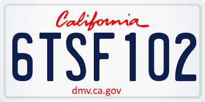 CA license plate 6TSF102