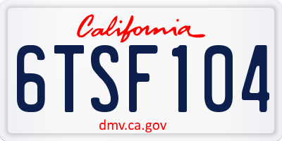 CA license plate 6TSF104