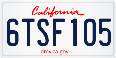 CA license plate 6TSF105