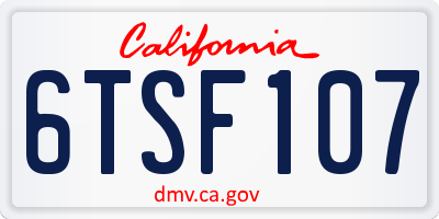 CA license plate 6TSF107