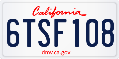 CA license plate 6TSF108