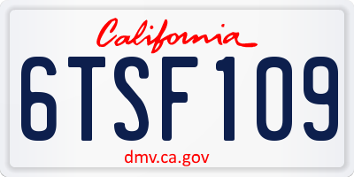 CA license plate 6TSF109