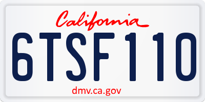 CA license plate 6TSF110