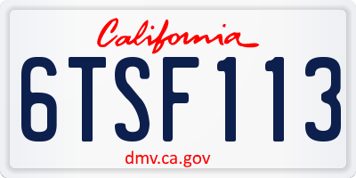 CA license plate 6TSF113