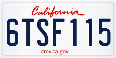 CA license plate 6TSF115