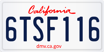 CA license plate 6TSF116