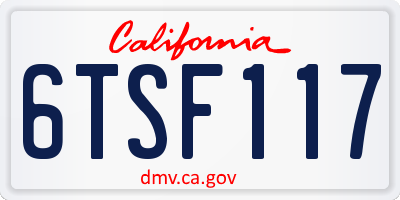 CA license plate 6TSF117