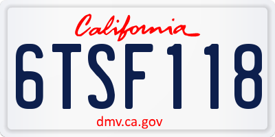 CA license plate 6TSF118