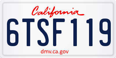 CA license plate 6TSF119