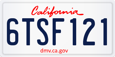 CA license plate 6TSF121