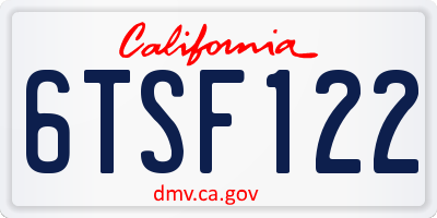 CA license plate 6TSF122