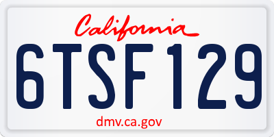 CA license plate 6TSF129