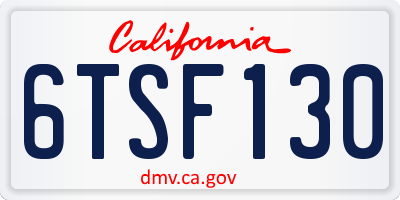 CA license plate 6TSF130