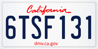 CA license plate 6TSF131