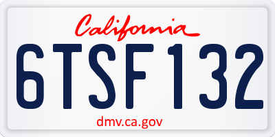 CA license plate 6TSF132