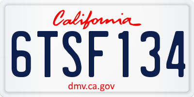 CA license plate 6TSF134