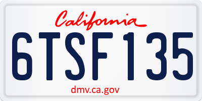 CA license plate 6TSF135