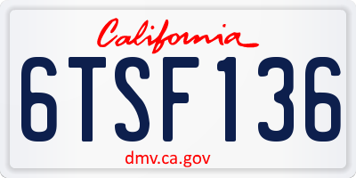 CA license plate 6TSF136