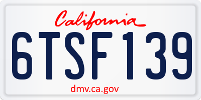 CA license plate 6TSF139