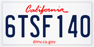 CA license plate 6TSF140