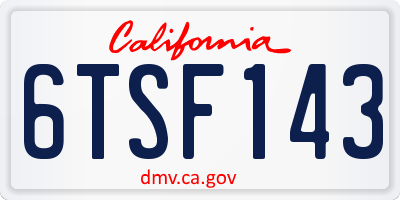 CA license plate 6TSF143