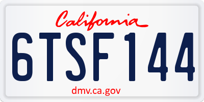 CA license plate 6TSF144