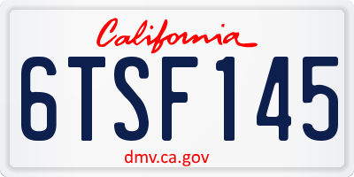 CA license plate 6TSF145