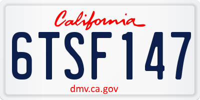 CA license plate 6TSF147