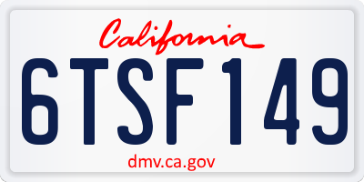 CA license plate 6TSF149