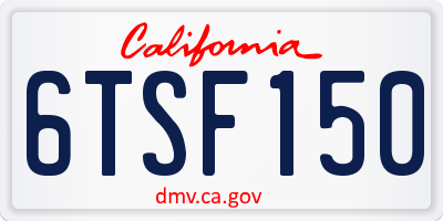 CA license plate 6TSF150