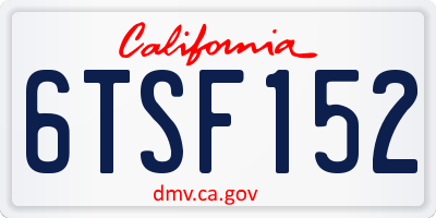 CA license plate 6TSF152