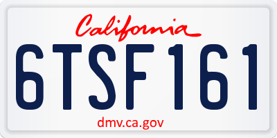 CA license plate 6TSF161