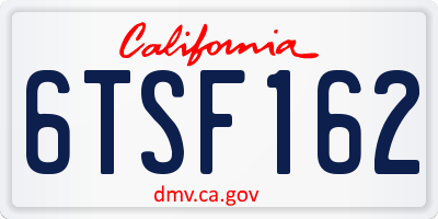 CA license plate 6TSF162