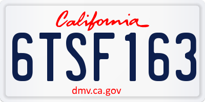 CA license plate 6TSF163