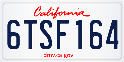 CA license plate 6TSF164
