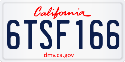 CA license plate 6TSF166