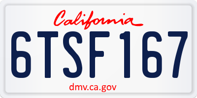 CA license plate 6TSF167