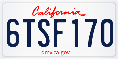 CA license plate 6TSF170