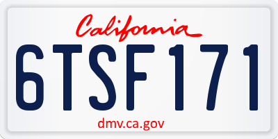 CA license plate 6TSF171