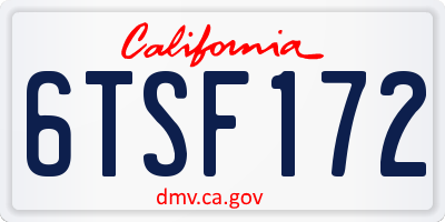 CA license plate 6TSF172