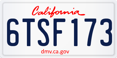 CA license plate 6TSF173