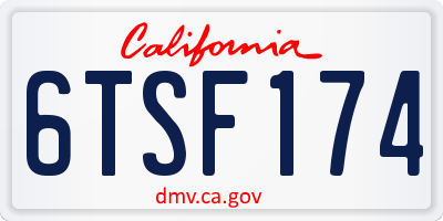 CA license plate 6TSF174