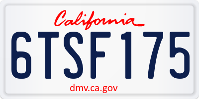 CA license plate 6TSF175